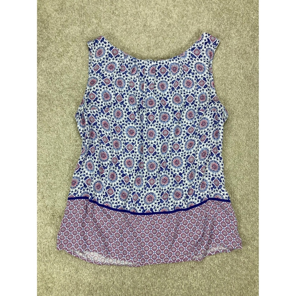 Camaïeu Geometric Medallion Print Sleeveless Top Women M Blue Boho Summer Chic